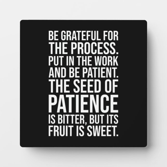 The Seed Of Patience - Success Motivational Plaque (Front)