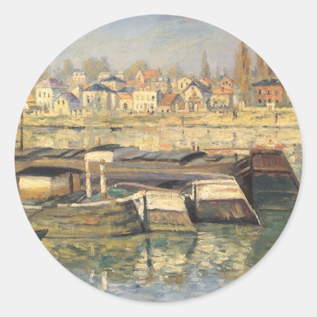 The Seine at Asnieres by Claude Monet Classic Round Sticker (Front)