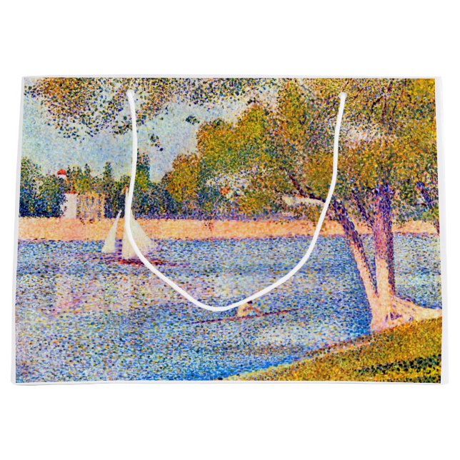 The Seine at La Grande Jatte, Seurat Large Gift Bag (Front)