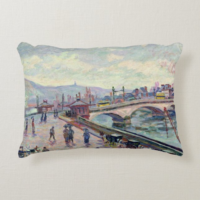 The Seine at Rouen Decorative Cushion (Front)