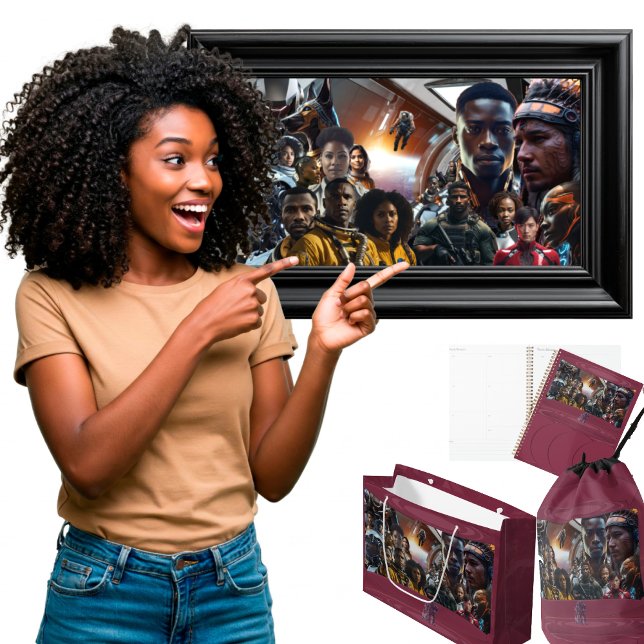 The Sekhmet Crew (with title) Post-it Notes (Get the full "Sekhmet Starship" collection at  https://bit.ly/BlackFutureZazzle)