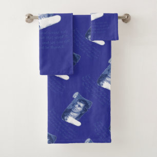 The Selkirk Grace Burns Night Supper Prayer Blue Bath Towel Set