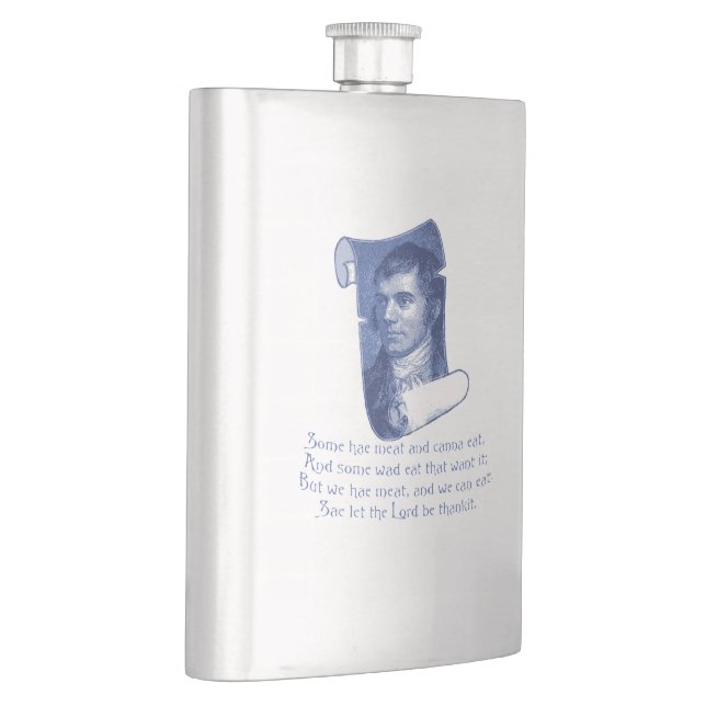The Selkirk Grace Burns Night Supper Prayer Blue Hip Flask (Right)