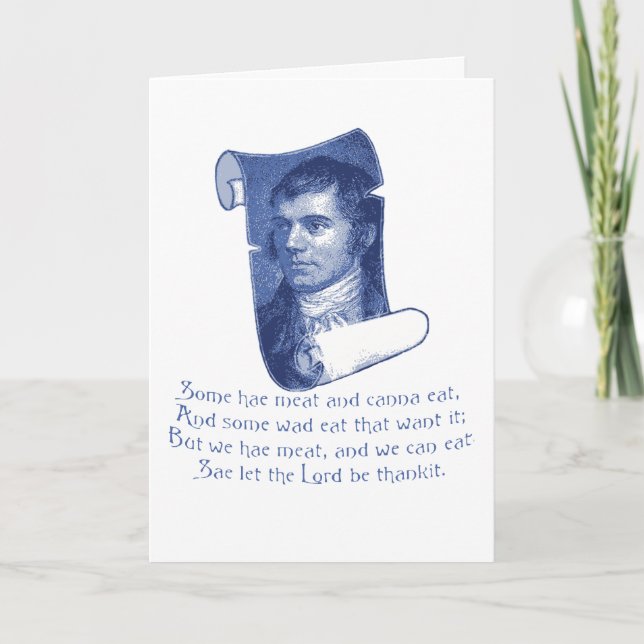 The Selkirk Grace Burns Night Supper Prayer Blue Holiday Card (Front)