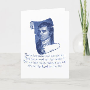 The Selkirk Grace Burns Night Supper Prayer Blue Holiday Card