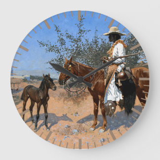 The Sentinel Frederic Remington 1889 Cowboy Theme  Large Clock