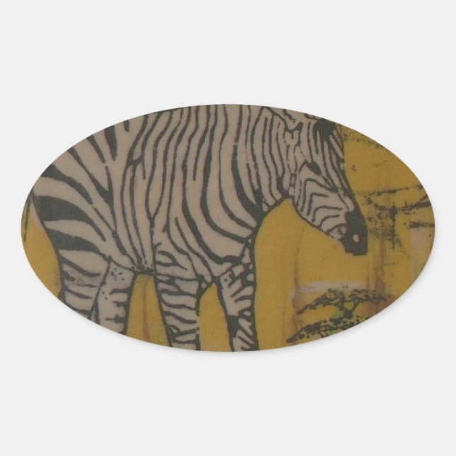 The Serengeti Spirit: Zebra Grazing in the Mara Oval Sticker (Front)