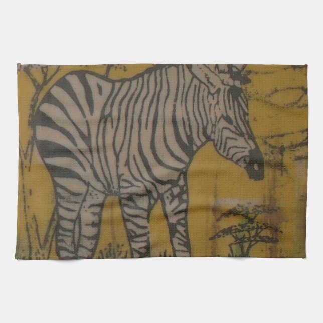 The Serengeti Spirit: Zebra Grazing in the Mara Tea Towel (Horizontal)