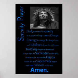 The Serenity Prayer Blue Poster