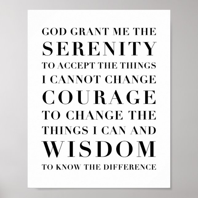 The Serenity Prayer Capitalised Poster (Front)