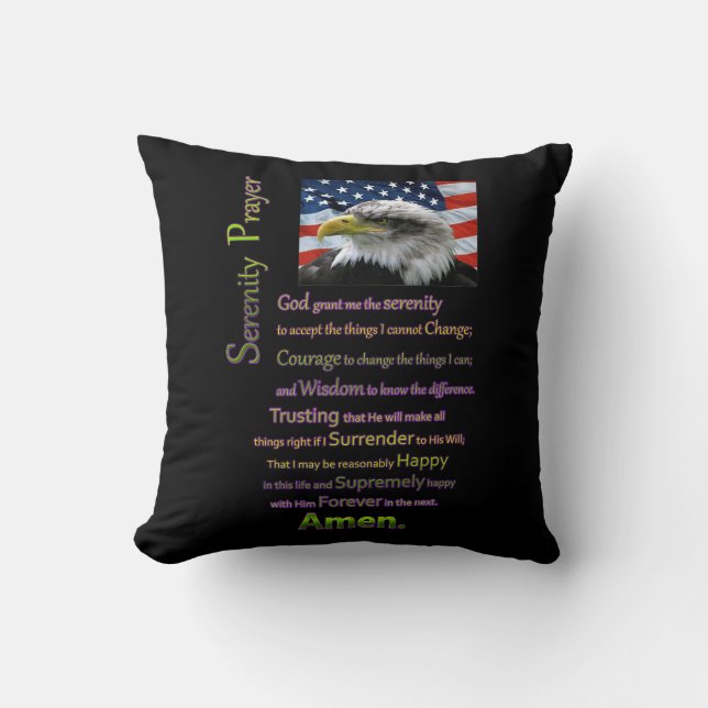 The Serenity Prayer Eagle Head Cushion (Front)