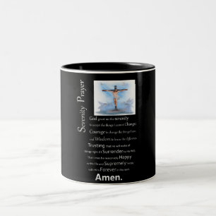 The Serenity Prayer Jesus Cross Two-Tone Coffee Mug