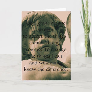 The Serenity Prayer on vintage angel photograph Card