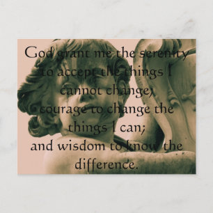The Serenity Prayer on vintage angel photograph Postcard