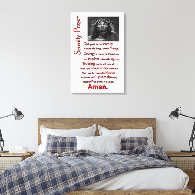 The Serenity Prayer Red Canvas Print (Insitu(Bedroom))