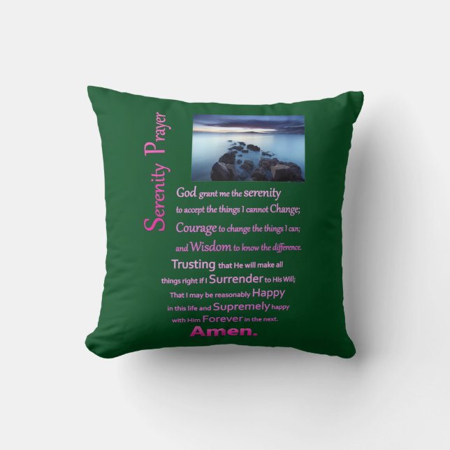 The Serenity Prayer Sea View Cushion (Front)