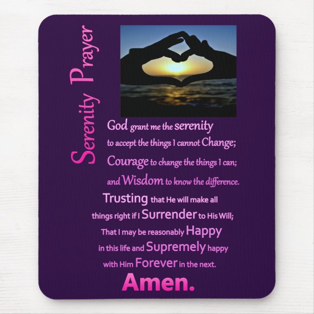 The Serenity Prayer Silhouette Hands Mouse Mat (Front)