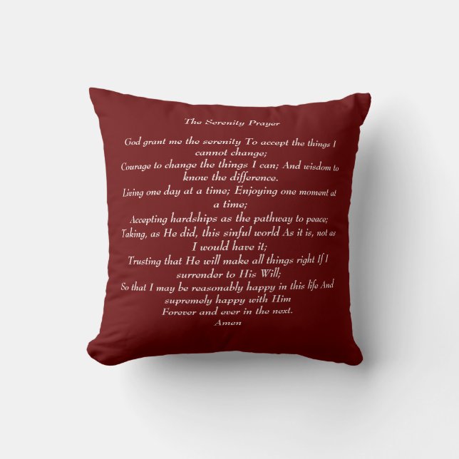 The Serenity Prayer Throw Pillow (Front)