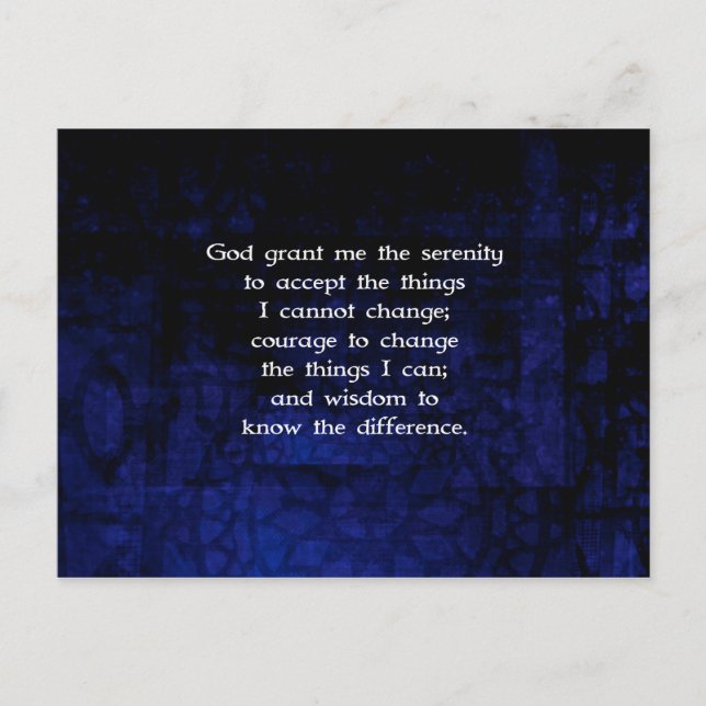 The Serenity Prayer With Blue Background Postcard (Front)