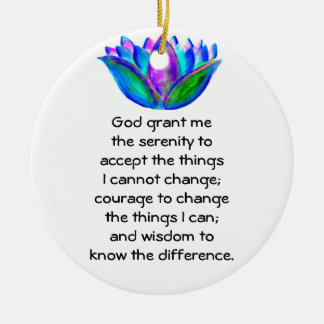 The Serenity Prayer with Colourful Lotus Blossom Ceramic Tree Decoration