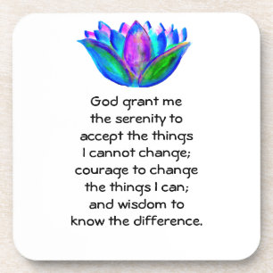 The Serenity Prayer with Colourful Lotus Blossom Coaster