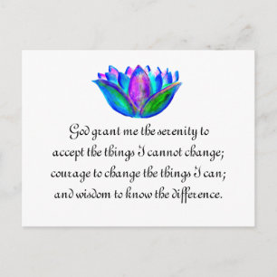 The Serenity Prayer with Colourful Lotus Blossom Postcard