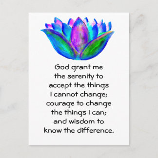 The Serenity Prayer with Colourful Lotus Blossom Postcard