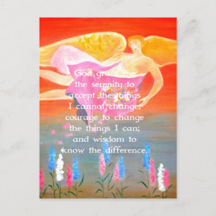 The Serenity Prayer with Folk Art Angel Painting Postcard