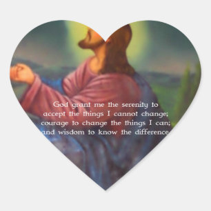 The Serenity Prayer With Jesus Christ Painting Heart Sticker