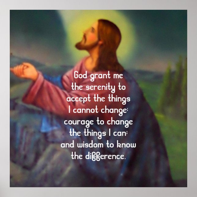 The Serenity Prayer With Jesus Christ Painting Poster (Front)