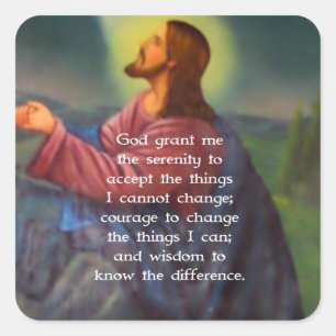 The Serenity Prayer With Jesus Christ Painting Square Sticker
