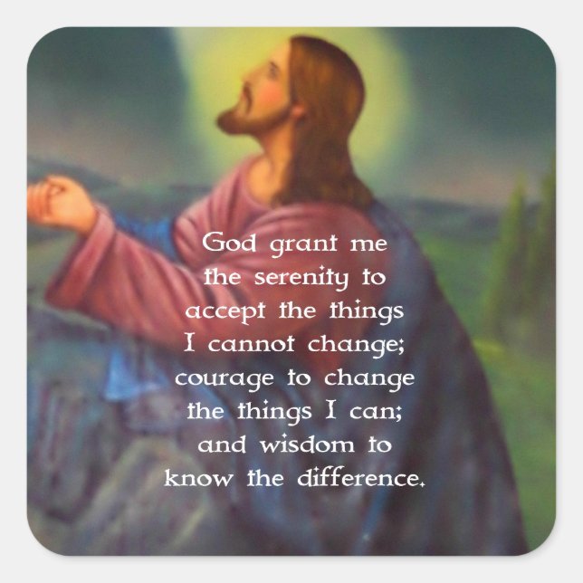 The Serenity Prayer With Jesus Christ Painting Square Sticker (Front)
