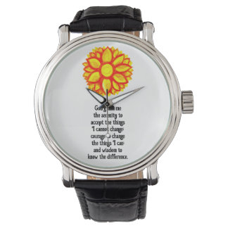 The Serenity Prayer with Red Yellow Lotus Blossom Watch