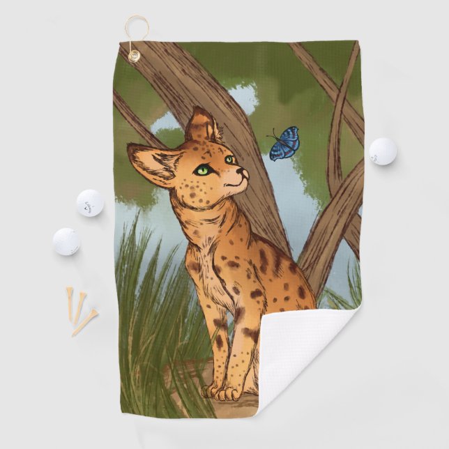 The Serval and the Butterfly Golf Towel (InSitu)
