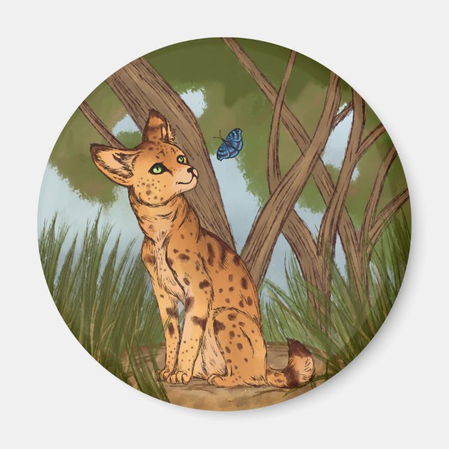 The Serval and the Butterfly Magnet (Front)