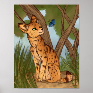 The Serval and the Butterfly Poster
