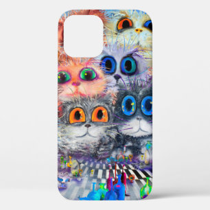 The set of cats' portraitsabstract background,acry iPhone 12 case
