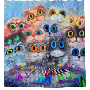 The set of cats' portraitsabstract background,acry shower curtain