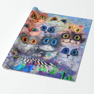 The set of cats' portraitsabstract background,acry wrapping paper