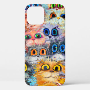 The set of cats portraitsart,portrait,animal,abstr iPhone 12 case