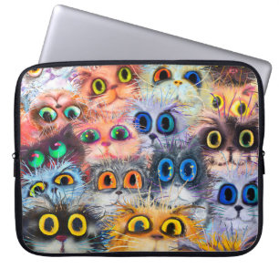 The set of cats portraitsart,portrait,animal,abstr laptop sleeve