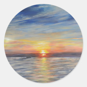 The Setting Sun Classic Round Sticker