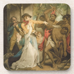 The Settling Family Attacked by Savages, engraved Coaster
