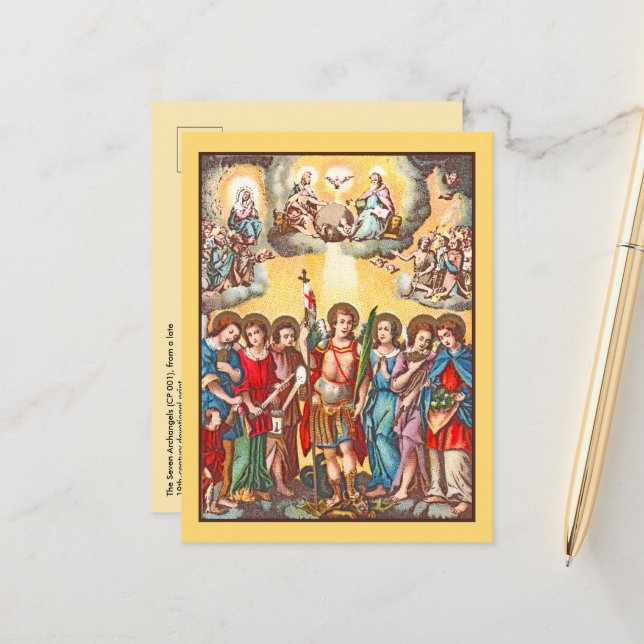 The Seven Archangels (CP 001; Chromolithograph Postcard (Front/Back In Situ)