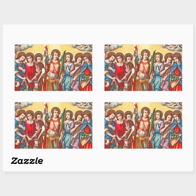 The Seven Archangels (CP 001; Chromolithograph) Rectangular Sticker (Sheet)