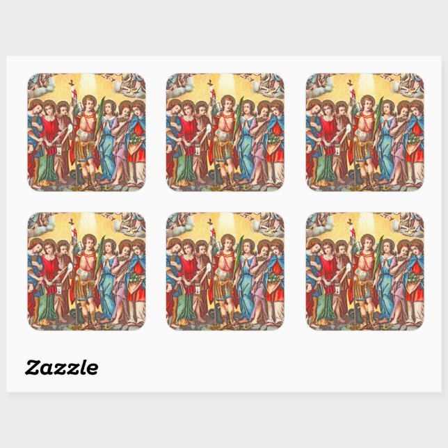 The Seven Archangels (CP 001; Chromolithograph) Square Sticker (Sheet)