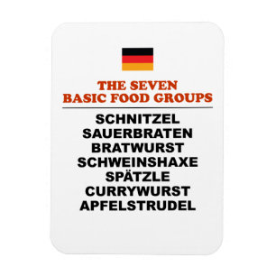 The Seven Basic Food Groups Funny German Magnet