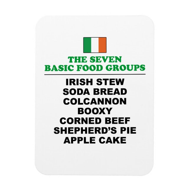 The Seven Basic Food Groups Funny Irish Magnet (Vertical)