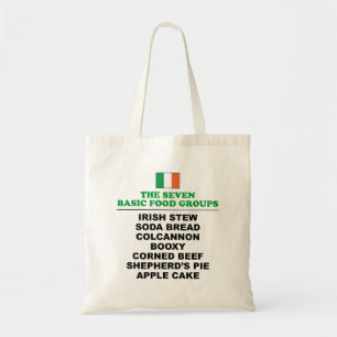 The Seven Basic Food Groups Funny Irish Tote Bag