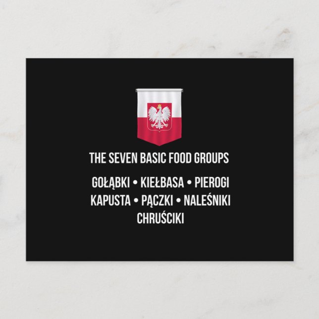 The Seven Basic Food Groups Funny Polish Design Postcard (Front)